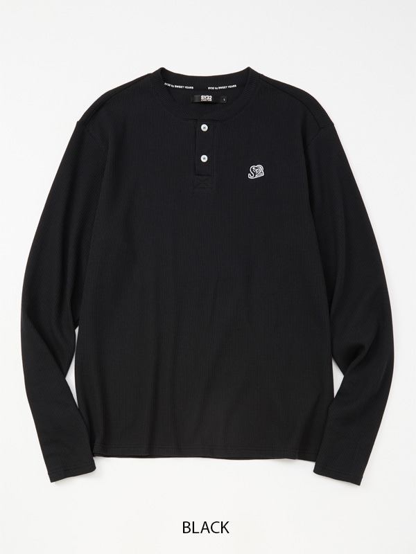 10%OFF ĹµT����� HENRY NECK WAFFLE L/S TEE  BLACK SY32 by SWEET YEARS �����磻�����ƥ��ȥ��Х����������ȥ��䡼��