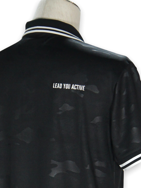 SY32 by SWEET YEARS��EMBOSS CAMO ZIP POLO�� BLACK