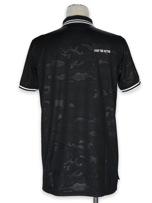 SY32 by SWEET YEARS��EMBOSS CAMO ZIP POLO�� BLACK