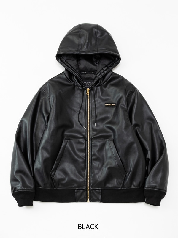 �ե������쥶���֥륾�� FAKE LEATHER ZIP HOODIE BLACK SY32 by SWEET YEARS �����磻�����ƥ��ȥ��Х����������ȥ��䡼��
