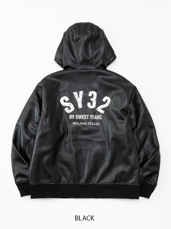 �ե������쥶���֥륾�� FAKE LEATHER ZIP HOODIE BLACK SY32 by SWEET YEARS �����磻�����ƥ��ȥ��Х����������ȥ��䡼��