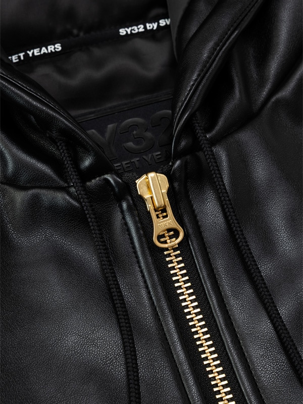 �ե������쥶���֥륾�� FAKE LEATHER ZIP HOODIE BLACK SY32 by SWEET YEARS �����磻�����ƥ��ȥ��Х����������ȥ��䡼��