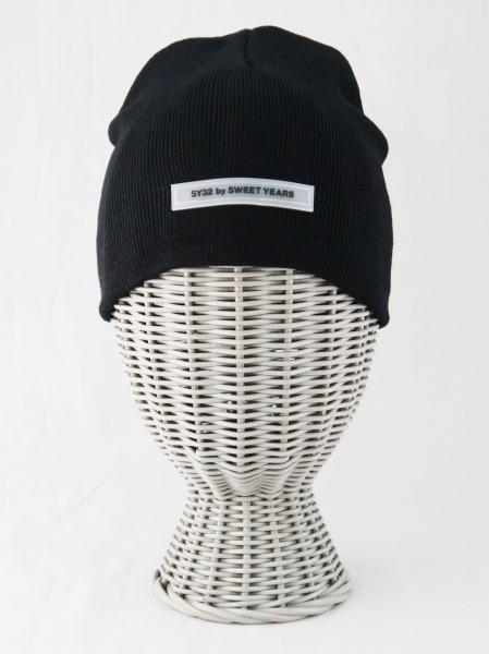 SY32 by SWEET YEARS ��SILICON LOGO KNIT BEANIE��BLACK�ڥ����磻�����ƥ��ȥ��Х����������ȥ��䡼�����˥åȥӡ��ˡ����֥�å���