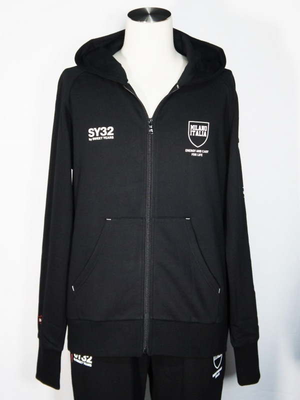 SY32 by SWEET YEARSSHIELD LOGO ZIP HOODIEBLACK