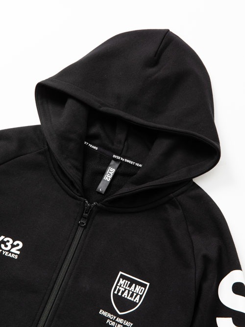 SY32 by SWEET YEARS��SHIELD LOGO ZIP HOODIE��BLACK