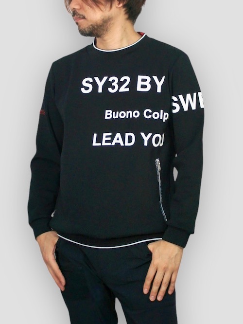 ��å��ͥå������ DOUBLE FACE MOCK SWEAT SHIRTS BLACK SY32 by SWEET YEARS GOLF