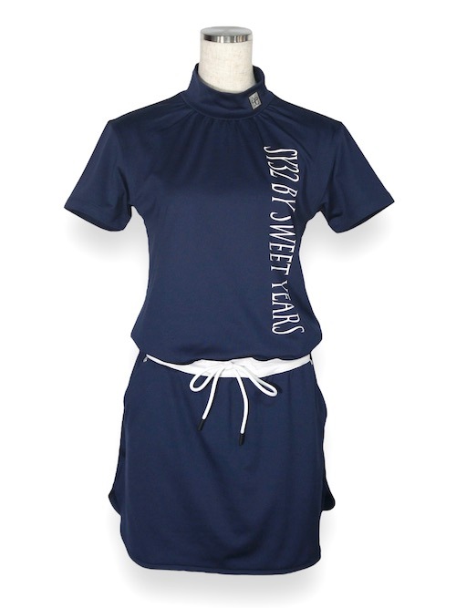 ��ǥ����� ���ԡ��� �ͥ��ӡ� HALF SLEEVE ONE PIECE NAVY SYG-23SUM-05W-A SY32 by SWEET YEARS GOLF �����磻�����ƥ����ȥ��Х����������ȥ��䡼�� �����