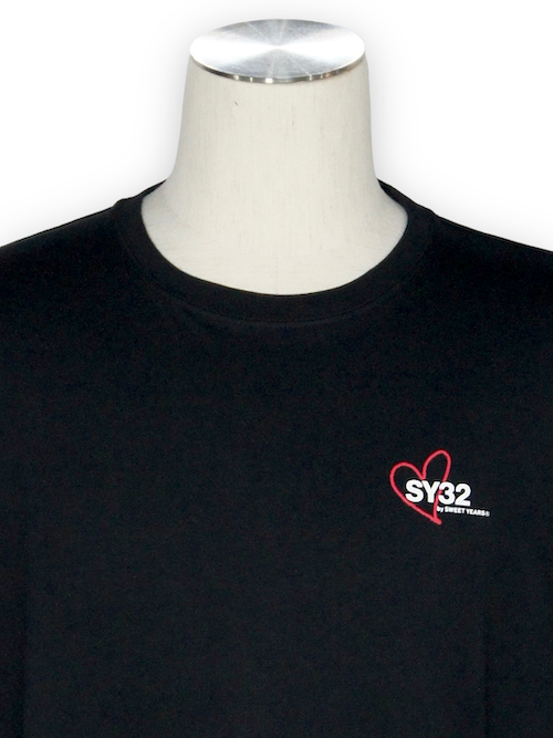SY32 by SWEET YEARS��HEART MIX LOGO L/S TEE��BLACK