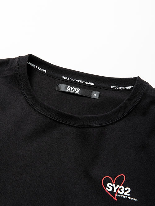 SY32 by SWEET YEARS��HEART MIX LOGO L/S TEE��BLACK