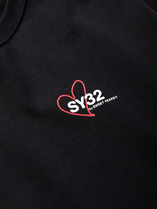 SY32 by SWEET YEARS��HEART MIX LOGO L/S TEE��BLACK