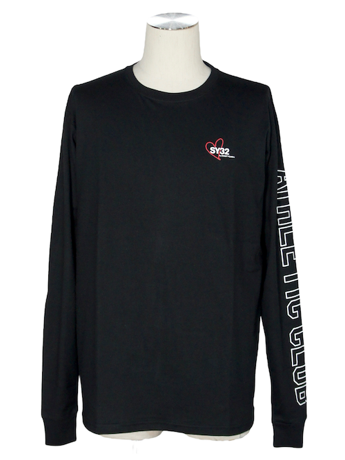 SY32 by SWEET YEARS��HEART MIX LOGO L/S TEE��BLACK
