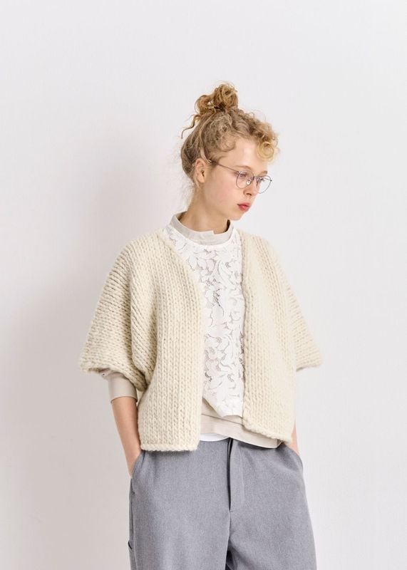 Veritecoeur 美品　ラウンドジャケット コットンリネン　ヘリンボーン 大人カジュアルのレディースコーデならVeritecoeur(ヴェリテクール)