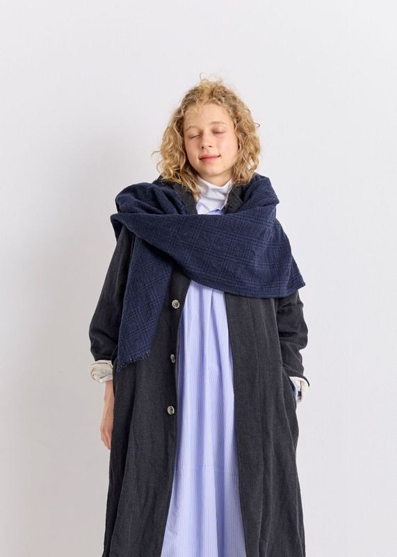 未使用級 ヴェリテクール ウール素材 薄手 スタンドカラーチェック チュニック Veritecoeur (ヴェリテクール) スタンドカラーチュニック