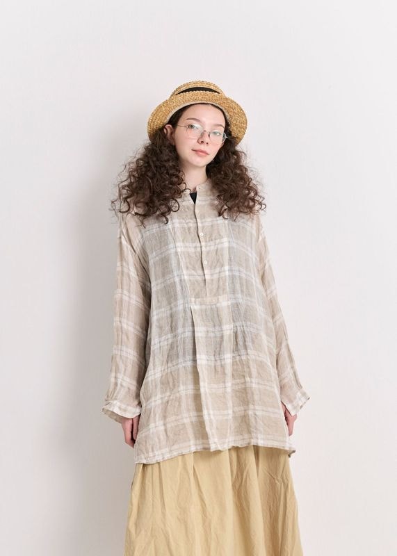 ＊VC-2809<br>リネンチェックヨークシャツ