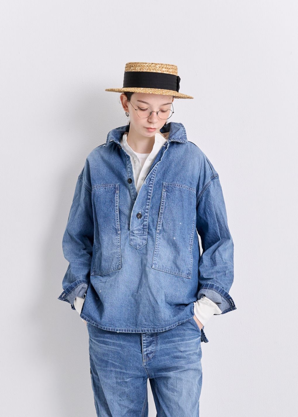 VC-2816<br>デニムプルオーバーシャツ - COLLECTION - Veritecoeur VC-2816<br>デニムプルオーバーシャツ - COLLECTION - Veritecoeur