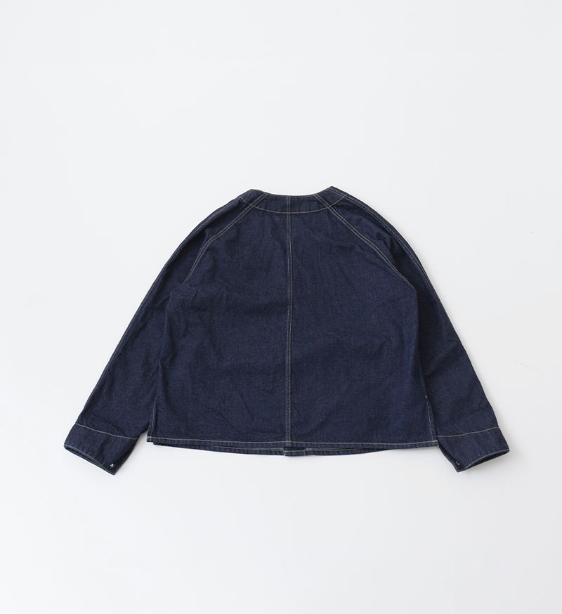 ST-186<br>ノーカラーデニムカバーオール - BASIC - Veritecoeur ST-186<br>ノーカラーデニムカバーオール - BASIC - Veritecoeur