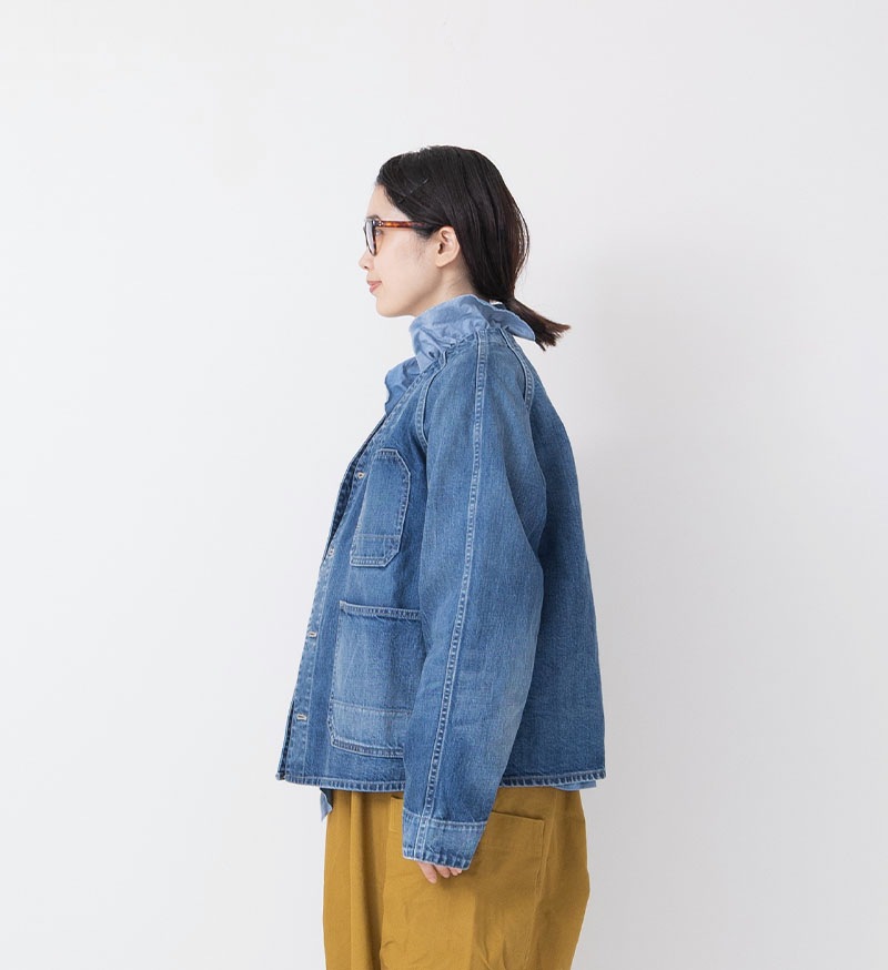 ST-186<br>ノーカラーデニムカバーオール