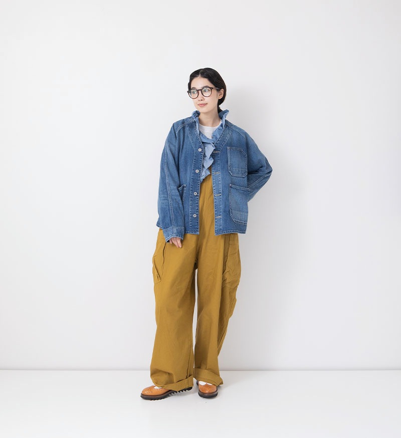 ST-186<br>ノーカラーデニムカバーオール