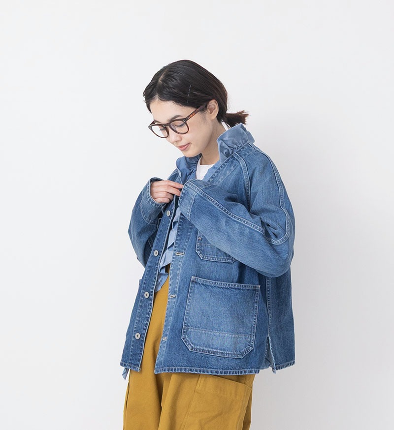 ST-186<br>ノーカラーデニムカバーオール - BASIC - Veritecoeur