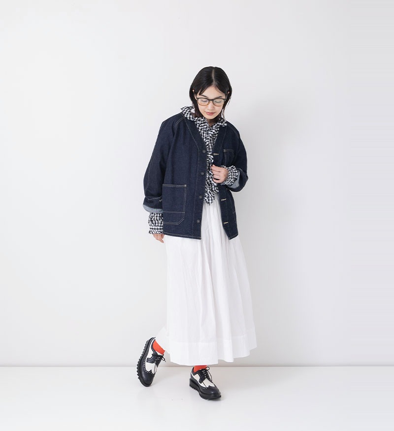 ST-186<br>ノーカラーデニムカバーオール