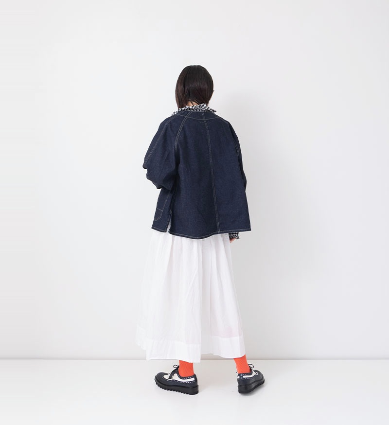 ST-186<br>ノーカラーデニムカバーオール