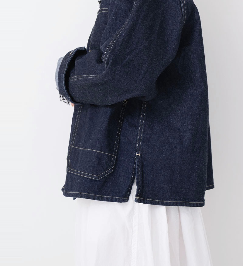 ST-186<br>ノーカラーデニムカバーオール