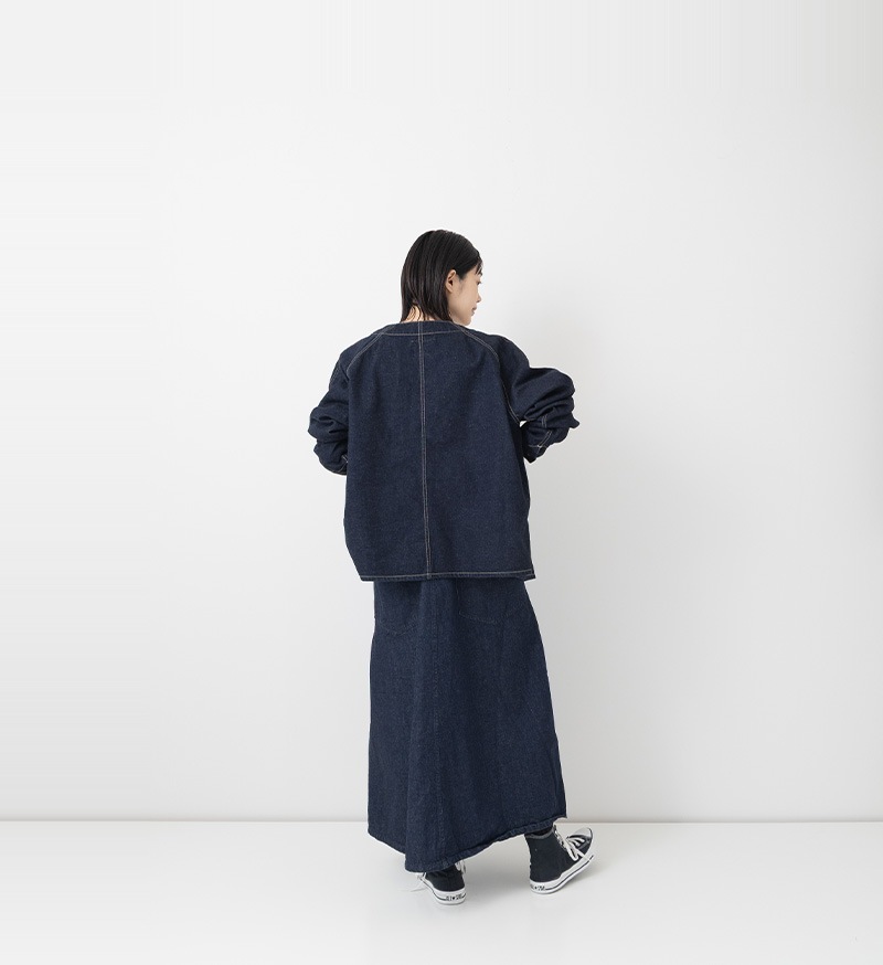 ST-186<br>ノーカラーデニムカバーオール