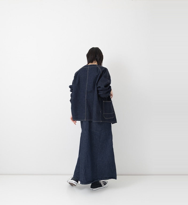 ST-186<br>ノーカラーデニムカバーオール