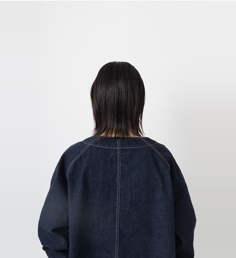 ST-186<br>ノーカラーデニムカバーオール