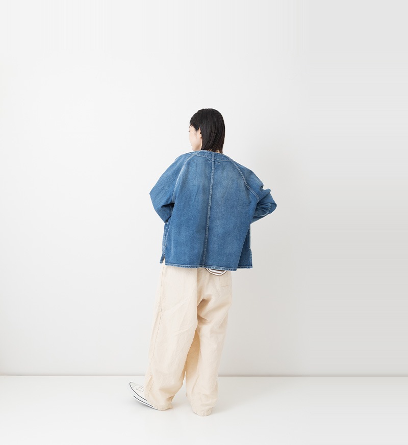 ST-186<br>ノーカラーデニムカバーオール