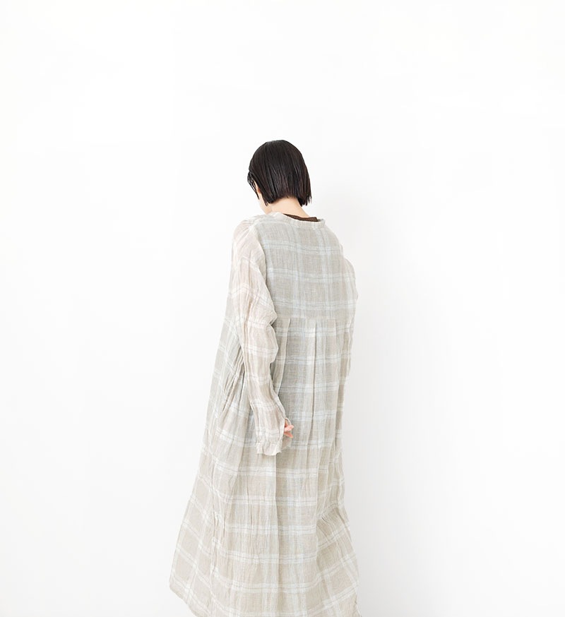 VC-2810<br>リネンチェックスキッパーワンピース - COLLECTION