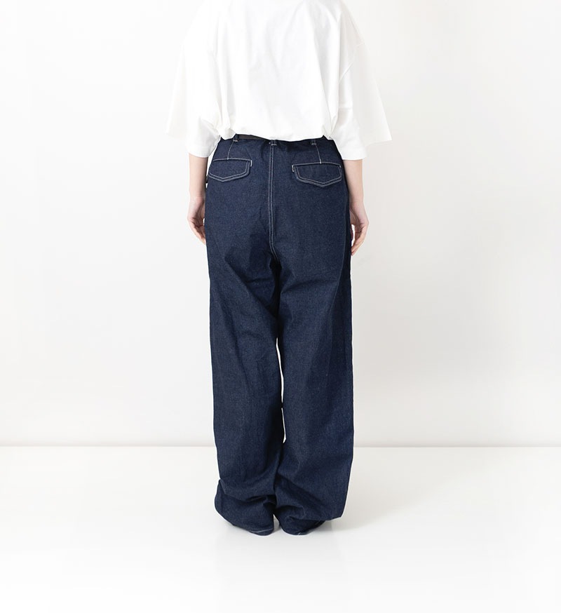 enrica リネンデニム　タックパンツ リネン混リアクティブデニムパンツ（スラックス）｜FRAMeWORK