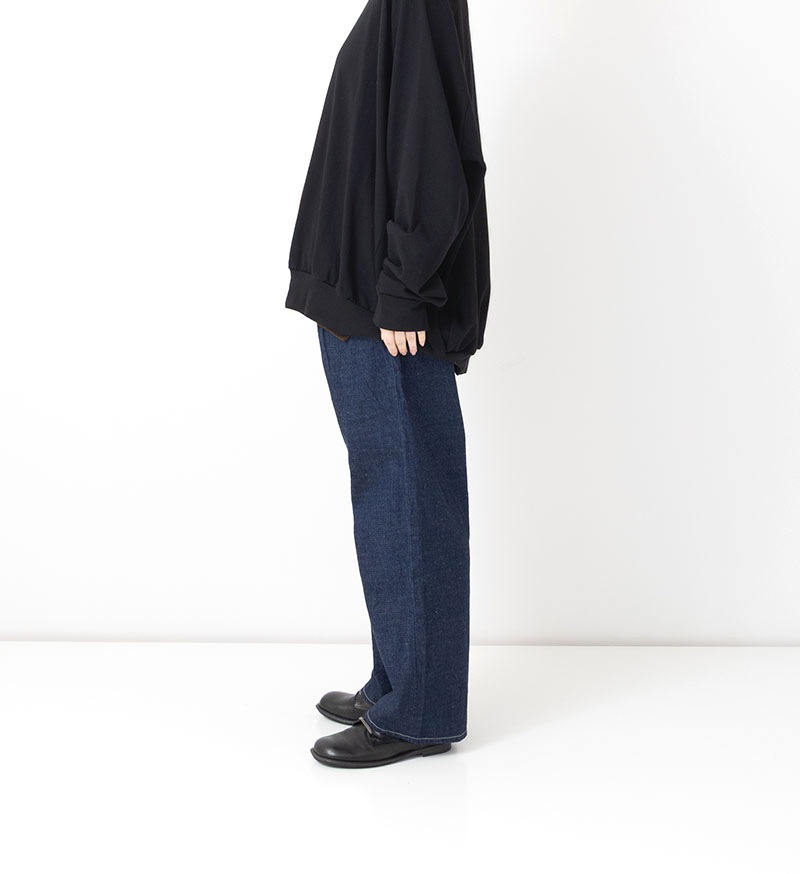 enrica リネンデニム　タックパンツ トリックジップ 甘織デニムのタックパンツ 501（ブルー） | ハンプ