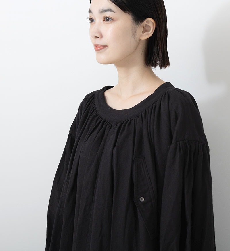 outil スモックワンピース Outil ROBE DOYE collar. TSUGANE / BLACK サイズ0 Outilのスモック