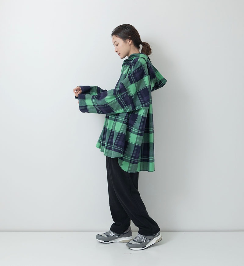 ☆ veritecoeur ヴェリテクール ☆緑のチェック柄 パンツ SALE】<br>VC-2684<br>フーデッドシャツ - Back Number Sale