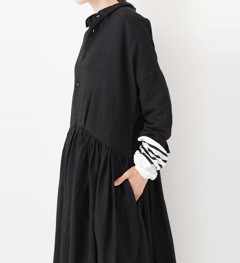 Veritecoeur 切替ギャザーワンピース Veritecoeur online 限定※<br>NT-102J<br>リネン切替ギャザー