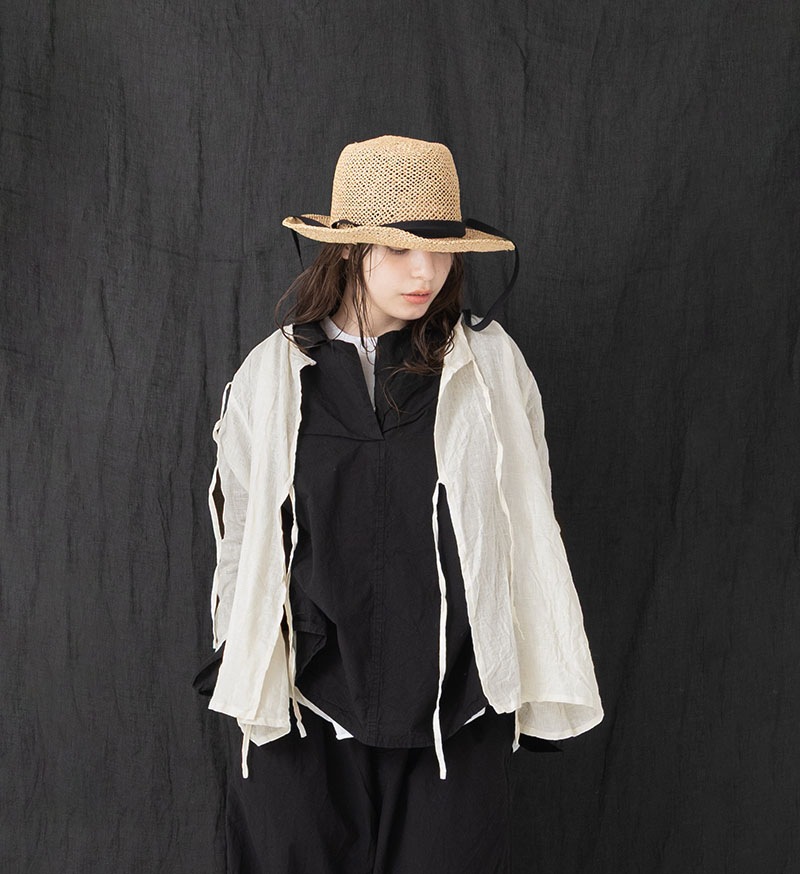 美品　outil リネンカシュクールブラウス　DARK GREEN セール】 『洗濯可』カッセンドルマンブラウス （シャツ・ブラウス