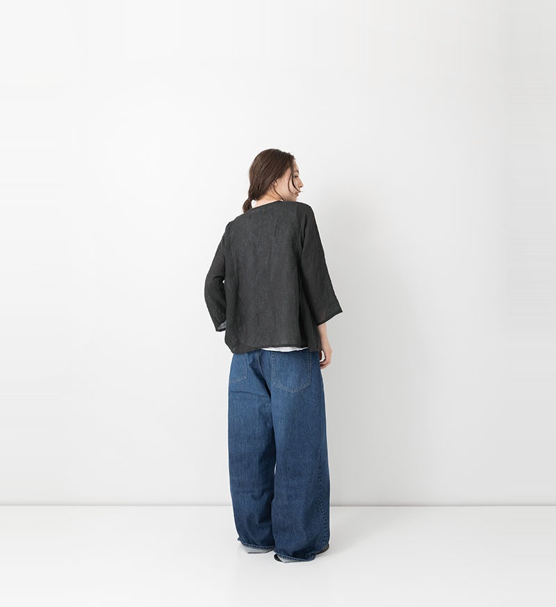 美品　outil リネンカシュクールブラウス　DARK GREEN 美品 outil リネンカシュクールブラウス DARK GREEN【公式通販】