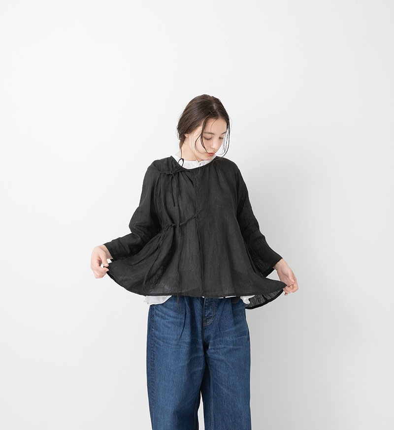 美品　outil リネンカシュクールブラウス　DARK GREEN ☆VC-2831A<br>リネンカシュクールブラウス - すべての商品