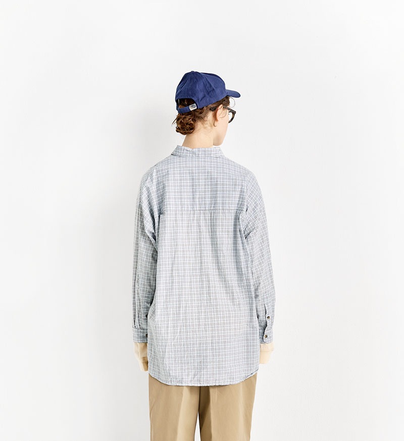 【最終大幅値下げ】Veritecoeur チェック柄 バンドカラーシャツ VC-2921UB<br>ユニセックスシャツ - COLLECTION - Veritecoeur