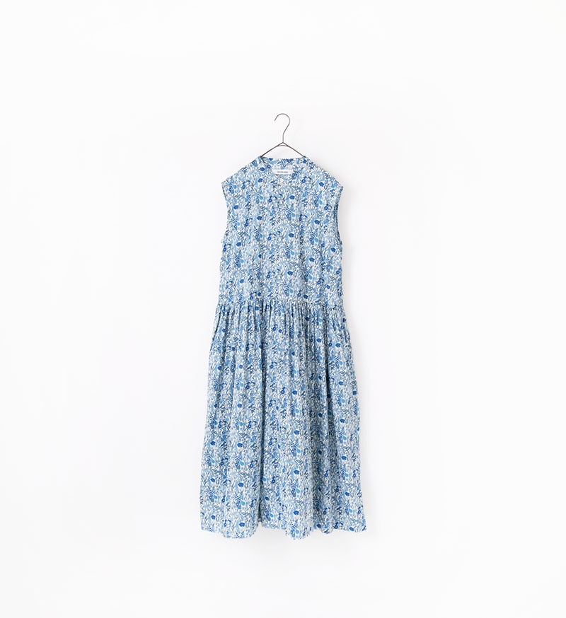 Oceanbluebird リーフ柄ノースリーブワンピース M フレンチリネン・ノースリーブワンピース/DoCLASSE