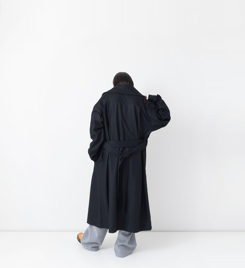 【1度着用/約14万円】ルヴェルソーノワール コート アールデコ100周年記念・ビッグショールカラーのコート M・ブラック