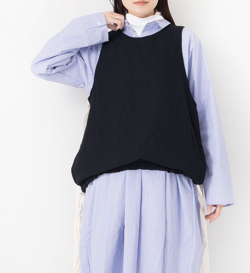 vc2804 ウールリネン リバーシブルベスト BK VC-2804<br>ウールリネンリバーシブルベスト - COLLECTION