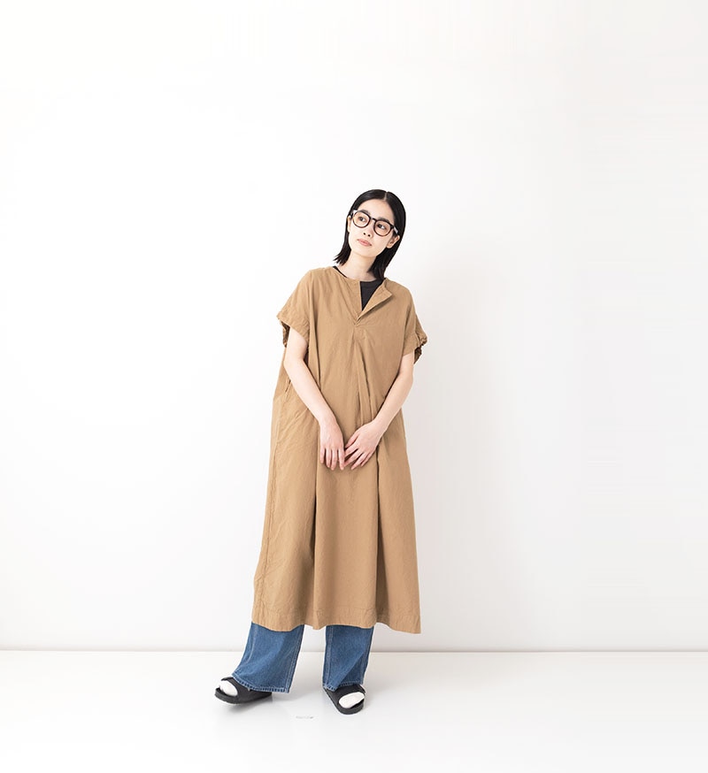 はる　Veritecoeur BIG CHECK リネン ロングワンピース Veritecoeur (ヴェリテクール) リネンチェック スキッパーワンピース