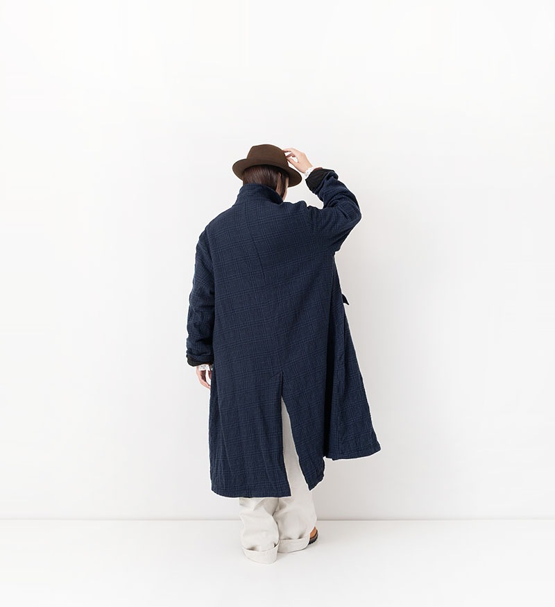 Véritècoeur 青 ロングコート VC-2807<br>グレンチェックコート - COLLECTION - Veritecoeur