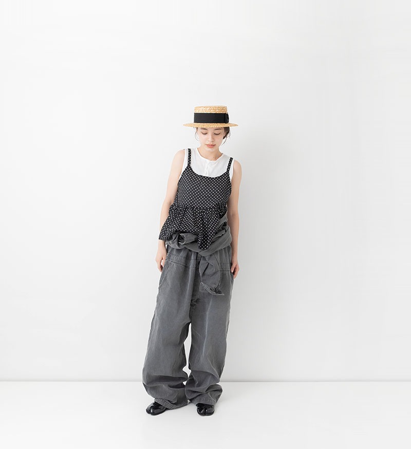 ★新品・未使用☆freckle ジャンプスーツ　グレー　コットン　韓国 MEDE19F ヴィンテージ感ただようミリタリージャンプスーツ〈フェード