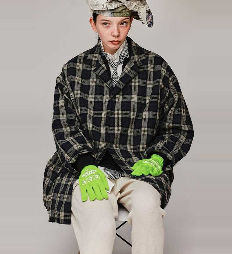 今月まで価格‼️ リトストラクチャー グリッドパターンショートコート 今月まで価格‼️ リトストラクチャー グリッドパターンショートコート