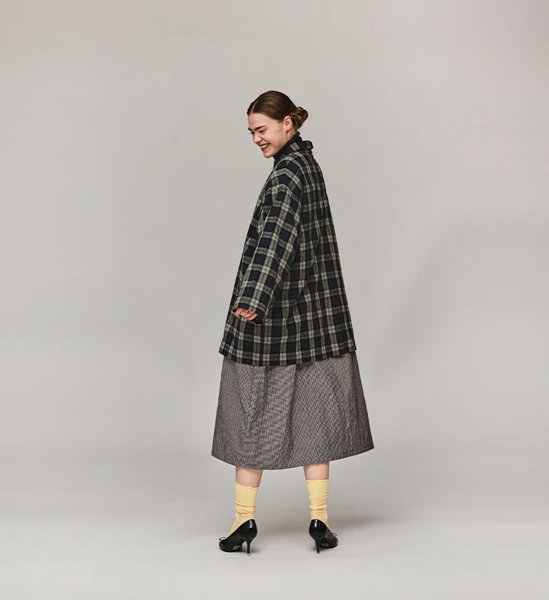 ベルンハルトウィルヘルム　ショートコート　セーラー　総柄　ウール　グレー　S ベルンハルトウィルヘルムショートコートセーラー総柄ウールグレーS