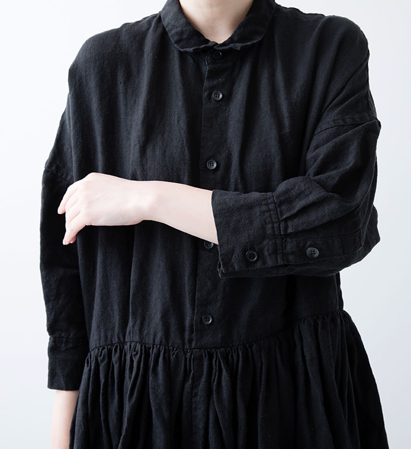 SP-1O-BLK 切り替えギャザーワンピース *BLACK - COLLECTION  