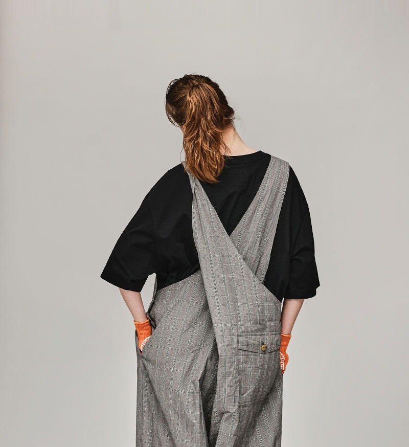 《CLUEL》×《 Veritecoeur》<br>CL-04<br>クロスバックオーバーオール / CHECK